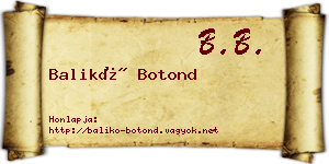Balikó Botond névjegykártya